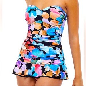 Profile by Gottex color Rush Bandeau One Piece Swim Dress Size 16.